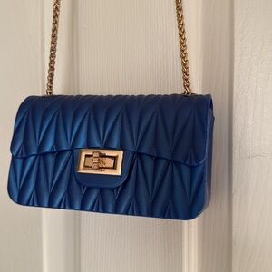 Jelly Blue Quilted Shoulder Bag